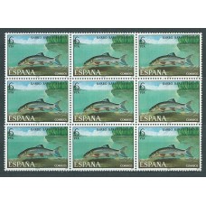 España II Centenario Variedades 1977 Edifil 2407ip ** Mnh Bloque de 9 sellos con 1 sello sin pie de Imprenta