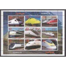 Somalia - Correo hoja de 9 valores ** Mnh  Trenes