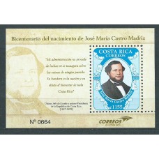 Costa Rica - Hojas Yvert 68 ** Mnh Castro Madriz Personaje