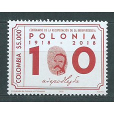 Colombia Correo 2018 Yvert 1954 ** Mnh Polonia