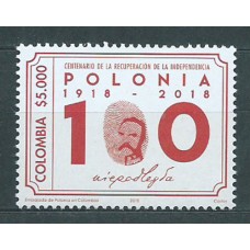 Colombia Correo 2018 Yvert 1954 ** Mnh Polonia