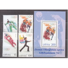 Letonia - Correo 1994 Yvert 328/31+H.3 ** Mnh  Olimpiadas de Lillehammer