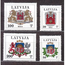 Letonia - Correo 1994 Yvert 352/5 ** Mnh  Escudos