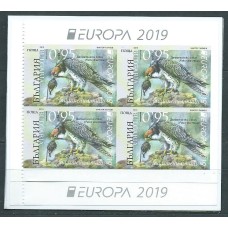 Tema Europa 2019 Bulgaria 4 valores de Carnet Yvert 4549a/50a ** Mnh Aves