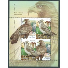 Tema Europa 2019 Rumania Hojas  Tipo II 19 arriba a la izda Yvert 552 ** Mnh Aves