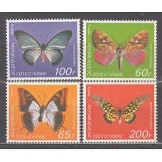 Costa de Marfil - Correo Yvert 469/72 ** Mnh  Fauna mariposas