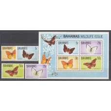 Bahamas - Correo 1983 Yvert 539/42+H.39 ** Mnh Fauna mariposas