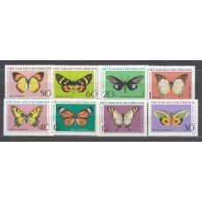 Vietnam del Norte - Correo Yvert 884/91 un sello con mancha ** Mnh Fauna mariposas