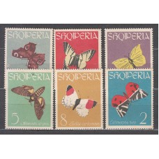 Albania Correo 1963 Yvert 646/50 (*) Mng Fauna mariposas