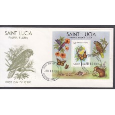 Santa Lucia - Hojas Yvert 26 Sobre 1º día Fauna mariposas