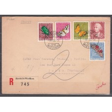 Suiza - Correo 1957  Yvert 597/601  Sobre 1º día Fauna mariposas
