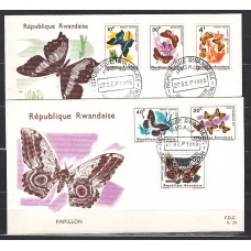 Ruanda - Correo Yvert 138/43 Sobre 1º día Fauna mariposas