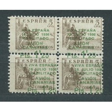 Canarias Correo 1937 Edifil 10 * Mh bloque de cuatro