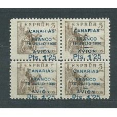Canarias Correo 1937 Edifil 13a * Mh bloque de cuatro