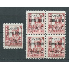 Canarias Correo 1938 Edifil 40 + 40 ha * Mh Bloque de cuatro