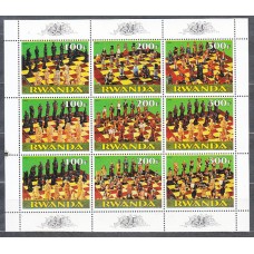 Ruanda - Correo hoja de 9 valores ** Mnh Ajedrez