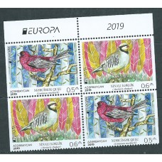 Tema Europa 2019 Azerbaijan 4 valores de Carnet Yvert 1168a/69a ** Mnh Aves