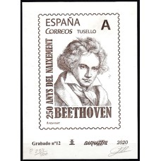 España II Centenario Grabados F.N.M.T Edifil 12  Beethoven  Tirada 400 ejemplares