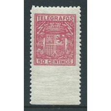 España Telégrafos 1932 Edifil 72naer ** Mnh Sin dentar margen inferior