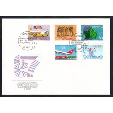 Suiza Sobre Primer Dia FDC Yvert 1269/73 Transportes 1987