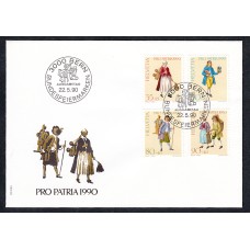 Suiza Sobre Primer Dia FDC Yvert 1343/46 Pro Patria 1990