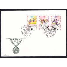 Liechtenstein Sobre Primer Dia FDC Yvert 976/8 Deportes Olimpiadas 1992