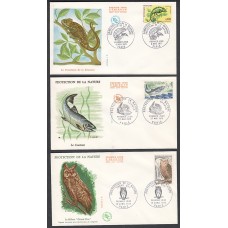 Francia Sobres Primer Dia FDC Yvert 1692/94 Protección de la Natura Paris 1972