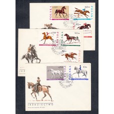 Polonia Sobre Primer Dia FDC Yvert 1590/97 Caballos Animales 1967