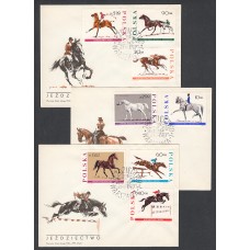 Polonia Sobre Primer Dia FDC Yvert 1590/97 Caballos Animales Fauna 1967