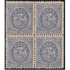 Filipinas Telegrafos 1892 Edifil 38 ** Mnh - Bloque de Cuatro