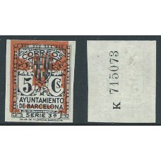 Barcelona Variedades 1932 Edifil 11ids ** Mnh Color naranja muy desplazado sin dentar y con numeración