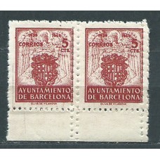 Barcelona Variedades 1944 Edifil 55ddv ** Mnh Pareja horizontal con dentado doble entre los sellos