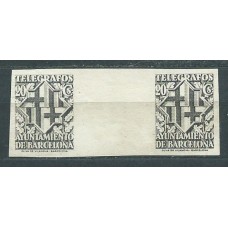 Barcelona Telegrafos 1941 Edifil 14s (*) Mng Pareja con Interpanel