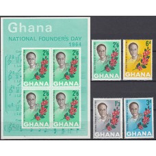 Ghana - Correo 1964 Yvert 167/70+H.11 * Mh