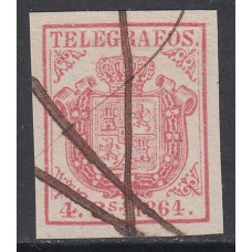 España Telégrafos 1864 Edifil 2 o Mtº  a pluma