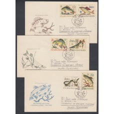 Checoslovaquia Sobres Primer Dia FDC Yvert 1475/80 - Peces Fauna Marina 1966