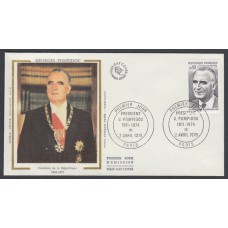 Francia Sobres Primer Dia FDC Yvert 1839 b seda - Pompidou 1974