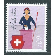 Suiza Correo 2021 Yvert 2620 ** Mnh Votación de las mujeres 50 Aniversario