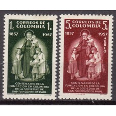 Colombia Correo 1957 Yvert 545+A,303 * Mh San Vicente de Paul