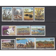 Ruanda - Correo Yvert 98/107 ** Mnh Fauna - Parque Nacional de la Kagera