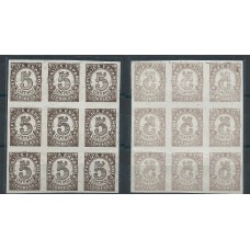 España Variedades 1938 Edifil 745Gisc (*) Mng  Bloque de 9 sellos sin dentar calcado al dorso