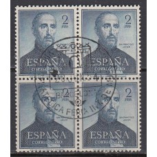 España II Centenario Correo 1952 Edifil 1118  usado en bloque de cuatro con Mtº especial