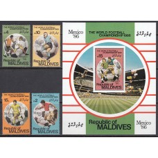 Maldives - Correo Yvert 1081/4+H.122 Deportes fútbol ** Mnh