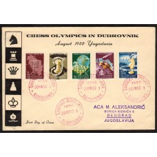 Yugoslavia Sobres Primer Dia FDC Yvert 549/553 - Ajedrez Olimpiadas Dubrovnik 1950