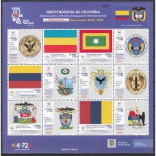 Colombia Correo 2021 Yvert 2264/75 ** Mnh VIII Bicentenario - Banderas