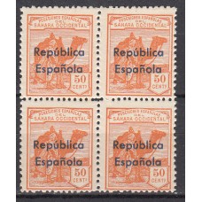 Sahara Sueltos 1932 Edifil 43B ** Mnh Bloque de 4 sellos
