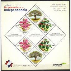 Costa Rica Hojas Yvert 85 ** Mnh Bicentenario Independencia - Flores