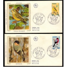 Andorra Francesa Sobres Primer Dia FDC Yvert 240/241 - Pajaros seda 1974