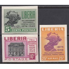 Liberia - Correo 1950 Yvert 306/7+A,62 sin dentar ** Mnh  UPU