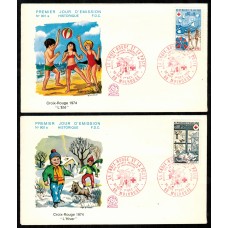 Francia Sobres Primer Dia FDC Yvert 1828/1829 - Cruz Roja Mulhouse 1974